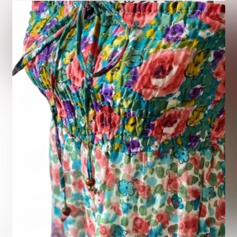 Raviya Tiered Floral Midi strapless dress SZ M - Picture 3 of 8